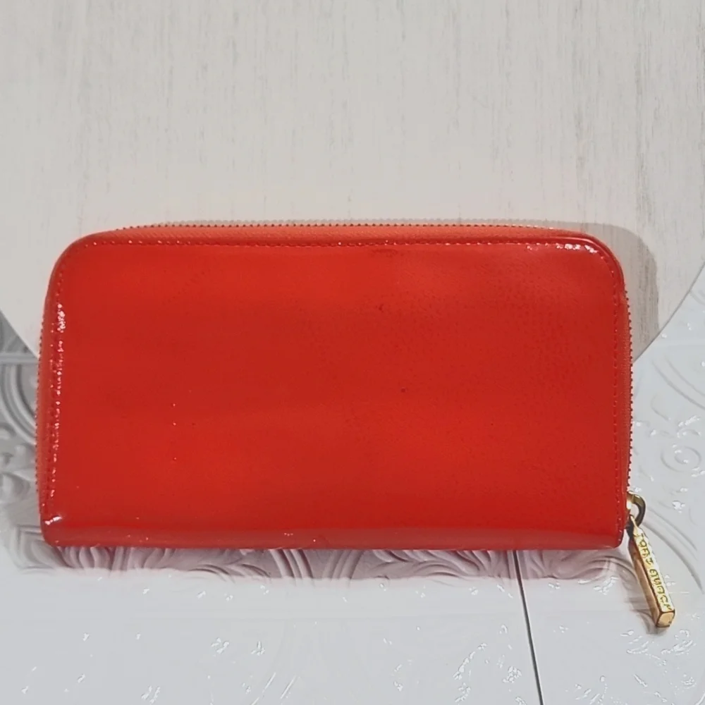 Tory Burch Poppy Red Robinson Continental Patent Leather Wallet